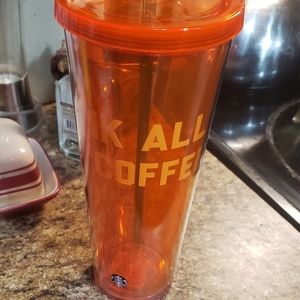 Orange Starbucks tumbler